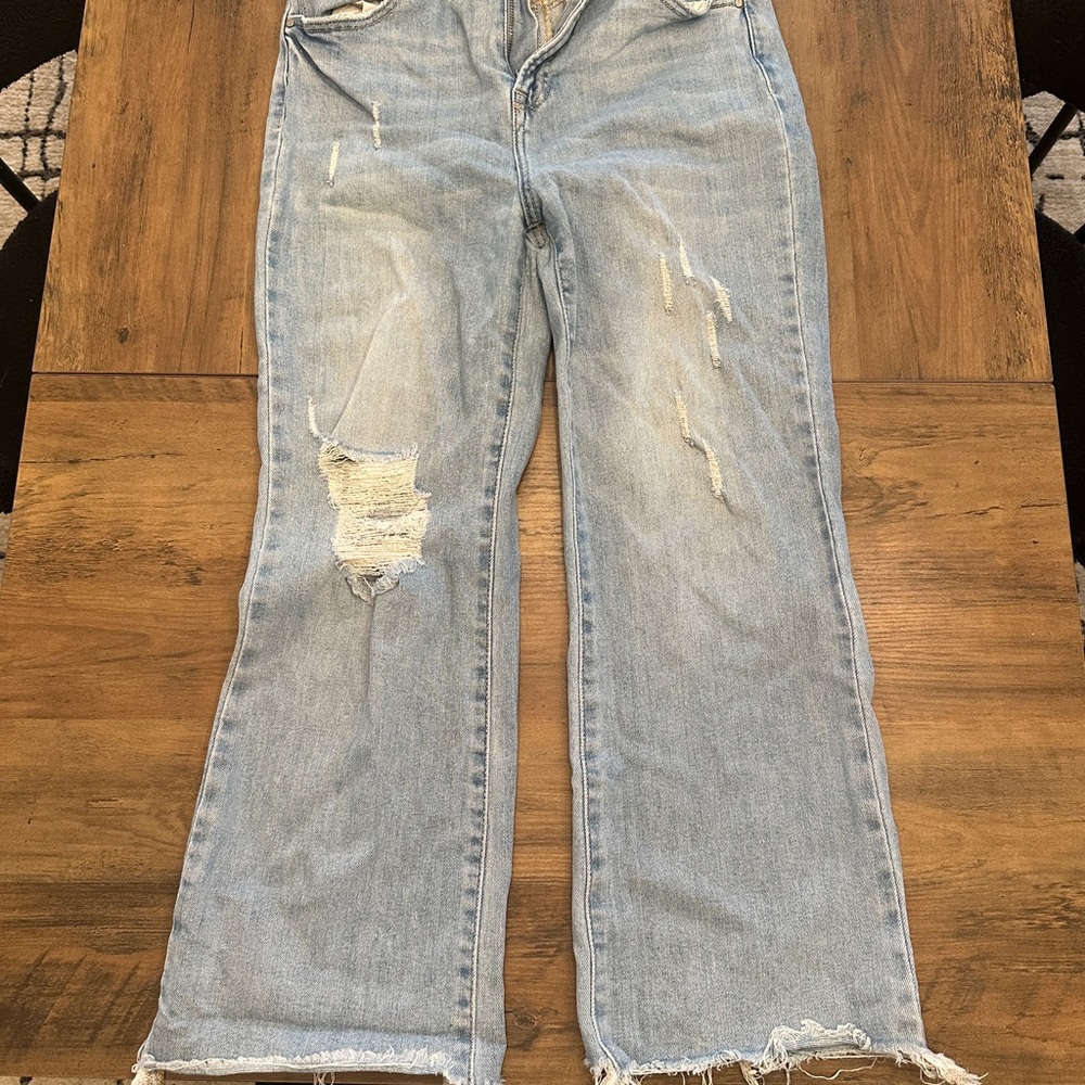 Trendy Light Blue Wide Leg Jeans